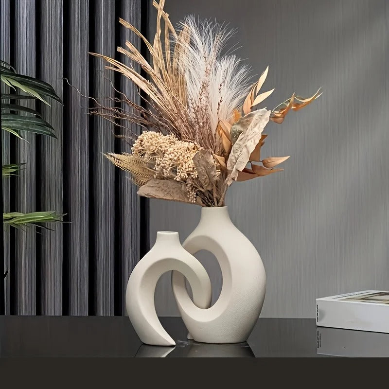 Par de Vasos de Flores Boho em Cerâmica - Casa Stony
