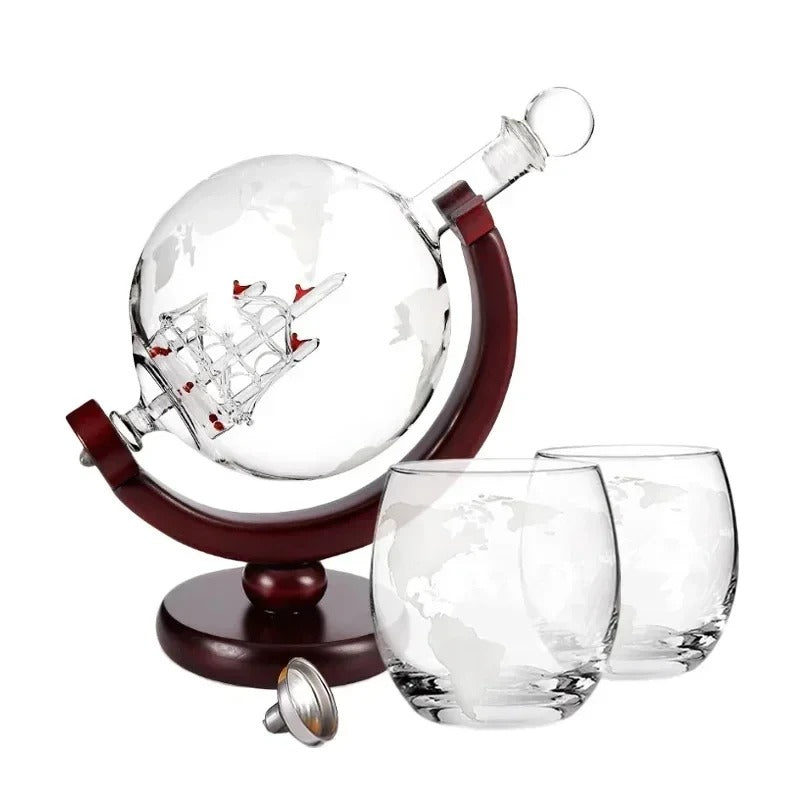 Decanter de Bebidas em Forma de Globo de Vidro Borosilicato