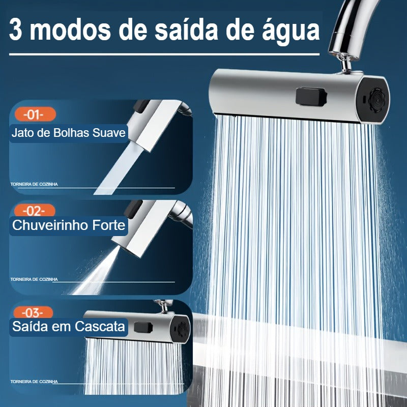 Arejador cascata 3 em 1 com 3 modos de saída de água