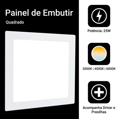 Plafon de Embutir Quadrado 25w