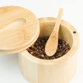 Porta Temperos e Sais em Bambu com Colher