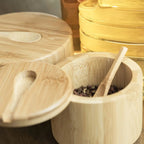 Porta Temperos e Sais em Bambu com Colher - Casa Stony