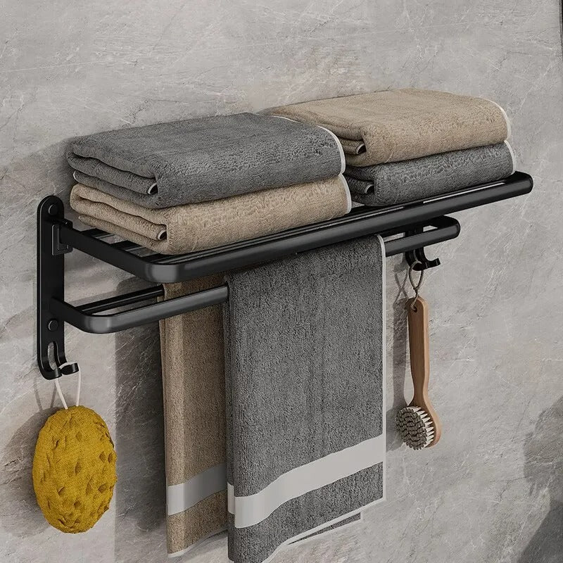 Porta Toalha Banheiro em Alumínio Preto 50cm - Casa Stony