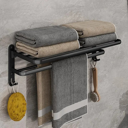 Porta Toalha Banheiro em Alumínio Preto 50cm - Casa Stony