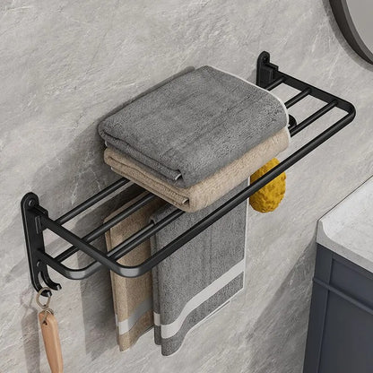 Porta Toalha Banheiro em Alumínio Preto 50cm - Casa Stony