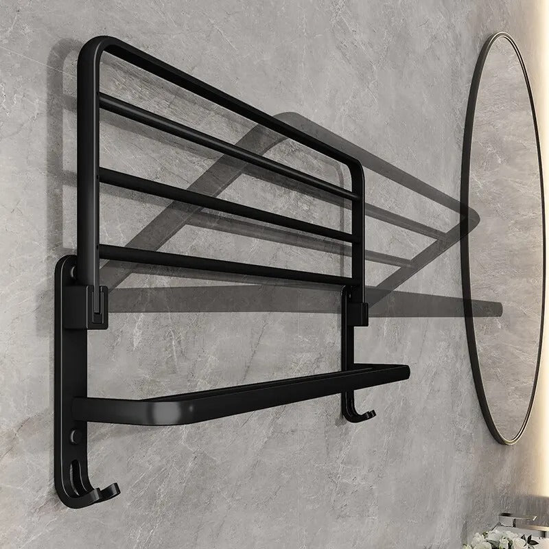 Porta Toalha Banheiro em Alumínio Preto 50cm - Casa Stony