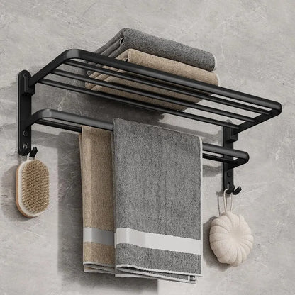 Porta Toalha Banheiro em Alumínio Preto 50cm - Casa Stony