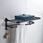 Porta Toalha Banheiro em Alumínio Preto 50cm - Casa Stony
