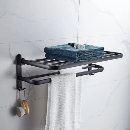 Porta Toalha Banheiro em Alumínio Preto 50cm - Casa Stony