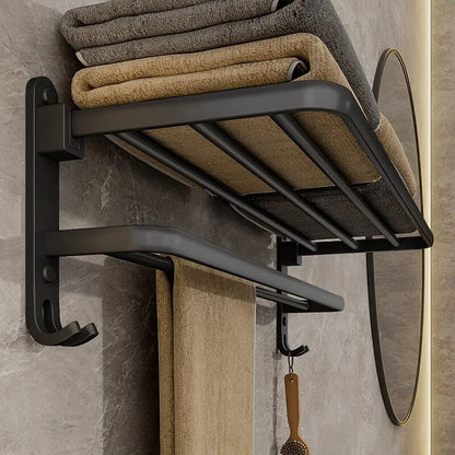 Porta Toalha Banheiro em Alumínio Preto 50cm - Casa Stony