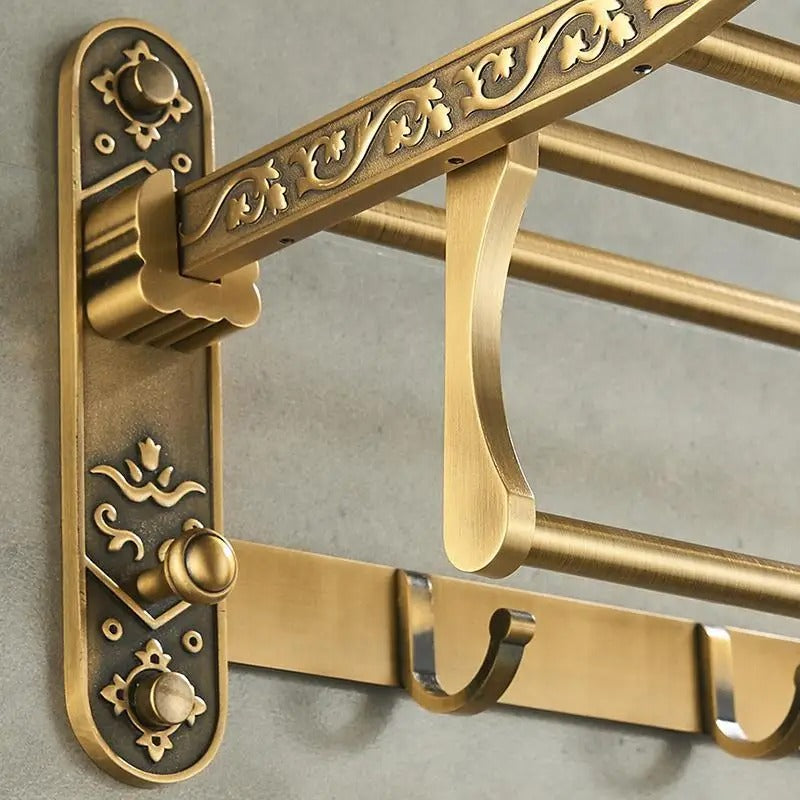 Porta Toalha Banheiro em Alumínio Dourado Luxo - Casa Stony
