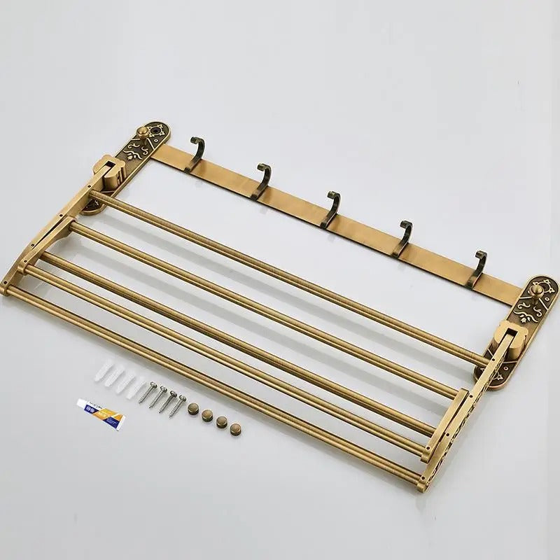 Porta Toalha Banheiro em Alumínio Dourado Luxo - Casa Stony