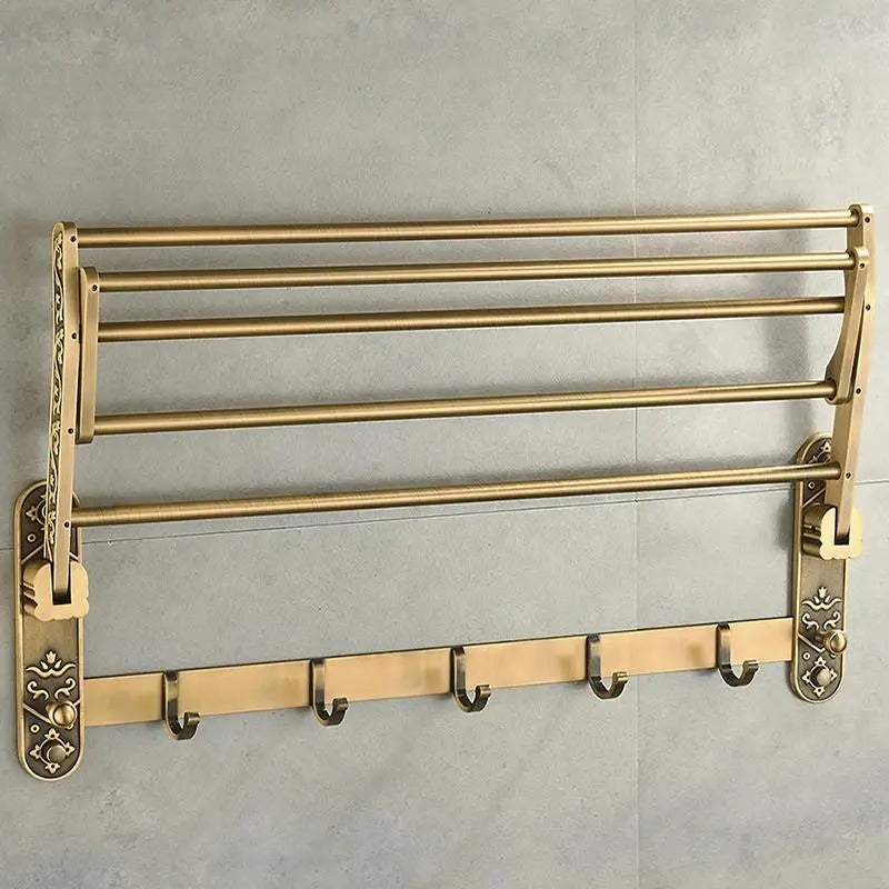 Porta Toalha Banheiro em Alumínio Dourado Luxo - Casa Stony