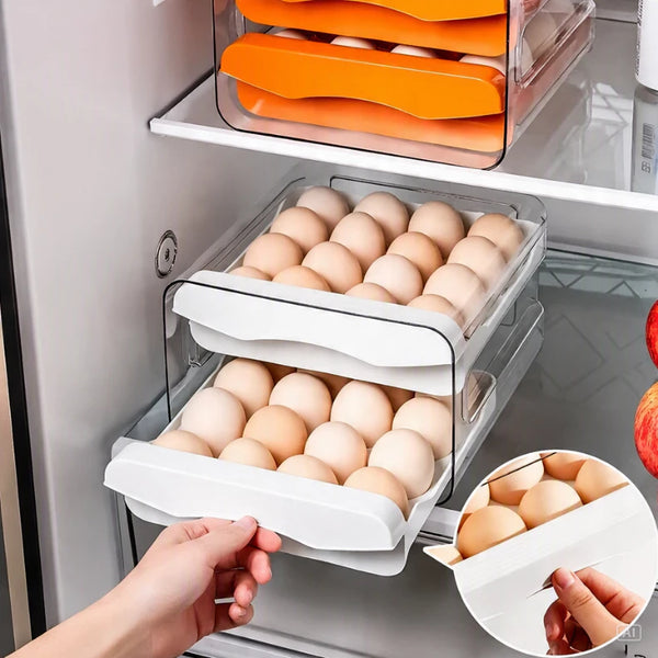 Porta-ovos para geladeira em acrílico para 34 ovos