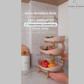 Fruteira de Mesa Cesta de Fruta Bambu