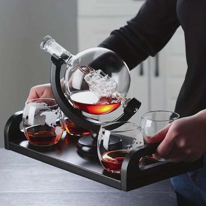 Decanter de Bebidas em Forma de Globo de Vidro Borosilicato