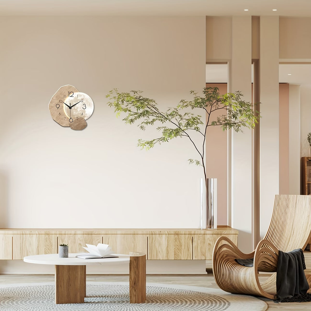Relógio de Parede Quartzo com Design de Lua Moderna