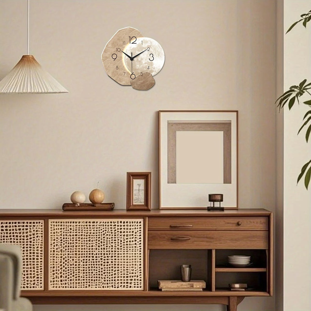 Relógio de Parede Quartzo com Design de Lua Moderna