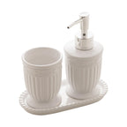 Kit Banheiro Lavabo de Cerâmica - Porta Sabonete Líquido e Porta Objetos - Casa Stony