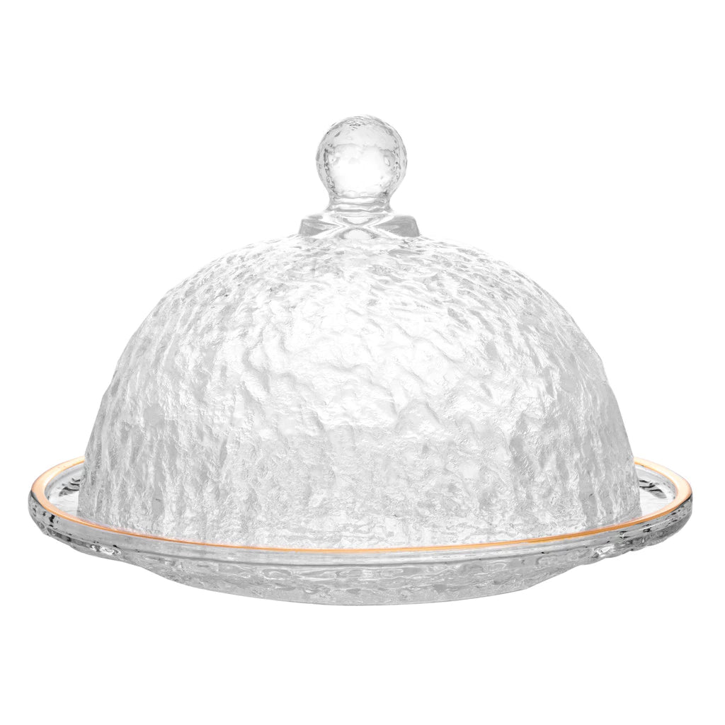 Queijeira de Cristal com Tampa Fio de Ouro - Casa Stony