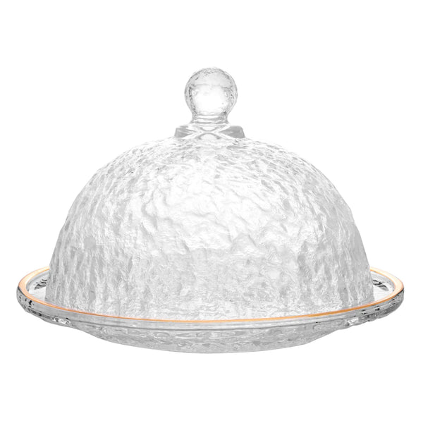 Queijeira de Cristal com Tampa Fio de Ouro - Casa Stony