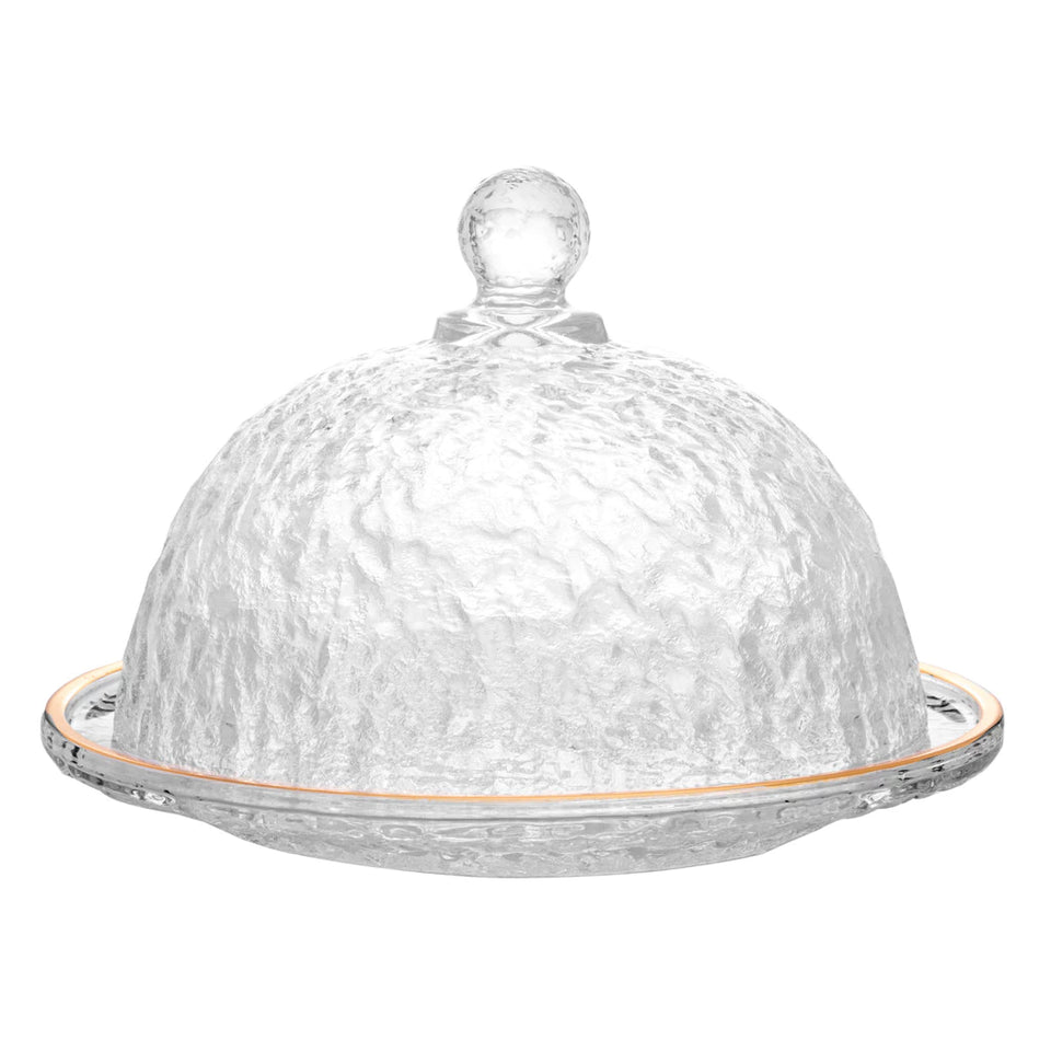 Queijeira de Cristal com Tampa Fio de Ouro - Casa Stony
