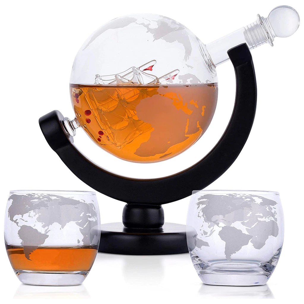 Decanter de Bebidas em Forma de Globo de Vidro Borosilicato