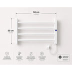 Toalheiro elétrico térmico de alumínio para até 2 toalhas, 50 W
