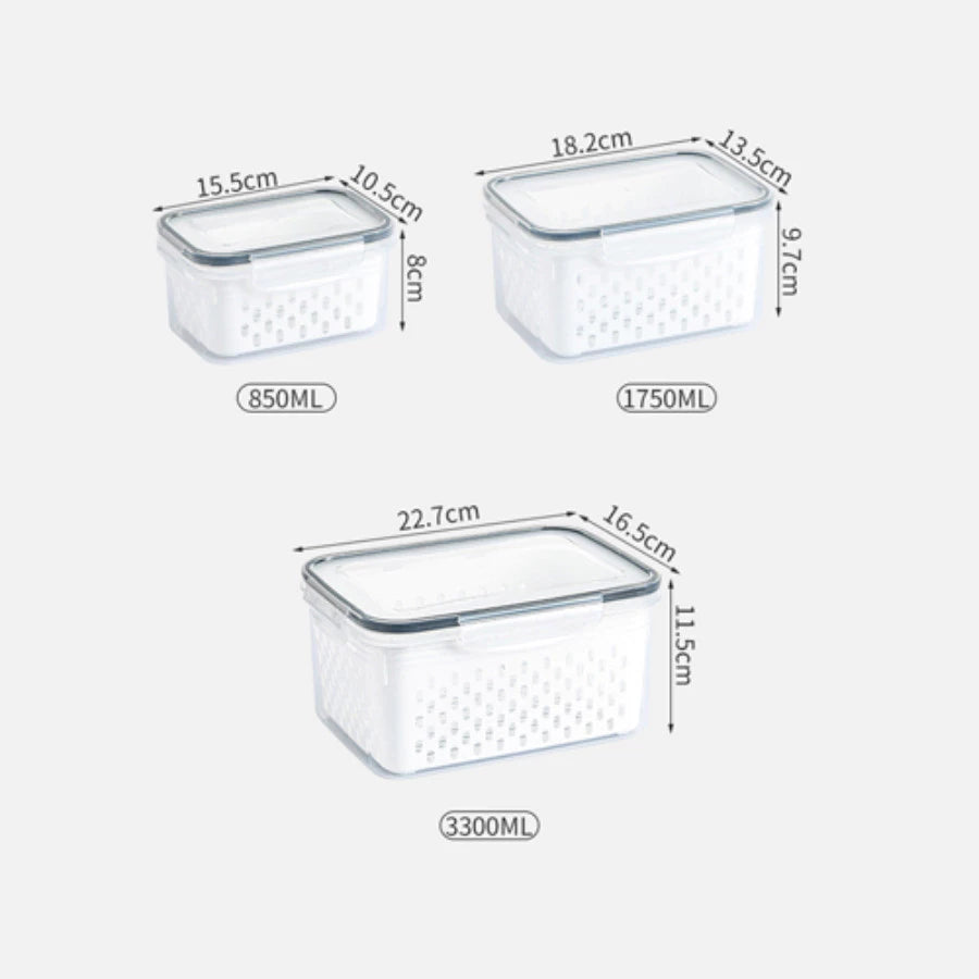 Potes organizadores herméticos para frutas e legumes