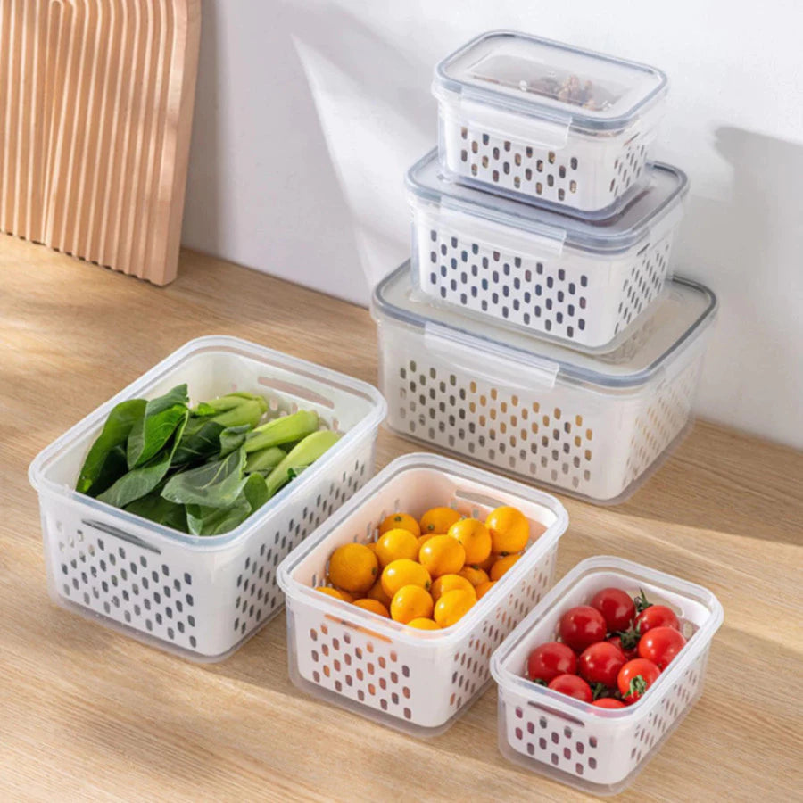 Potes organizadores herméticos para frutas e legumes