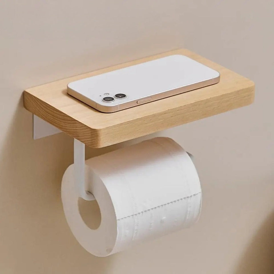 Suporte para papel higiênico de madeira premium