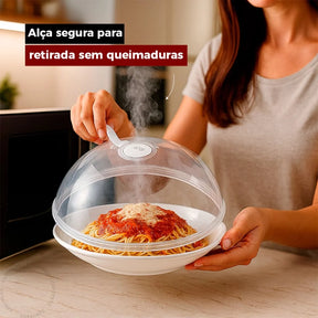 Tampa Microondas com Válvula Alça de Plástico Para Alimentos