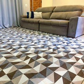Tapete Antiderrapante Mosaico Geométrico Jacquard