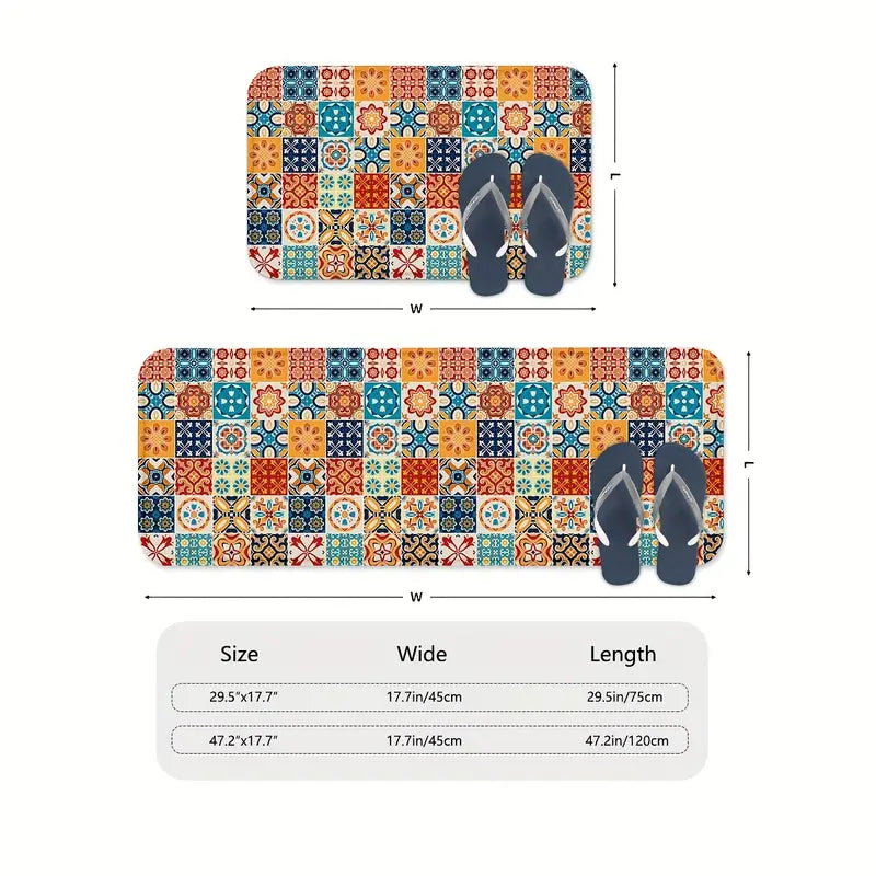 Tapete para Cozinha Absorvente Ladrilhos Vintage