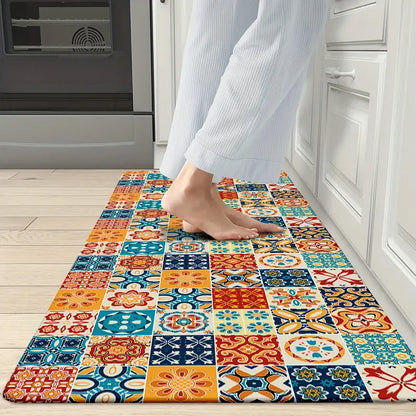 Tapete para Cozinha Absorvente Ladrilhos Vintage