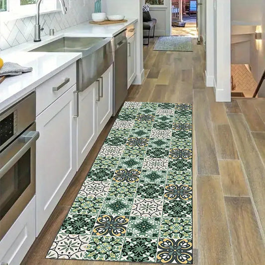 Tapete para Cozinha Absorvente Ladrilhos Verde