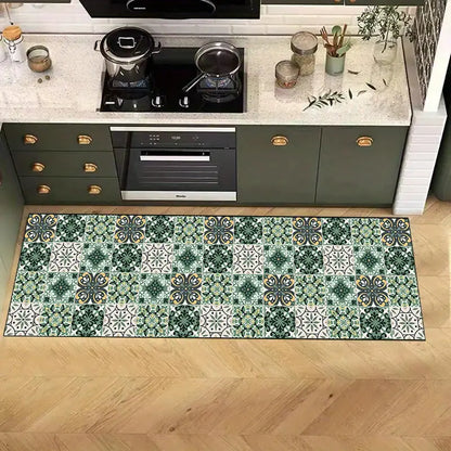 Tapete para Cozinha Absorvente Ladrilhos Verde