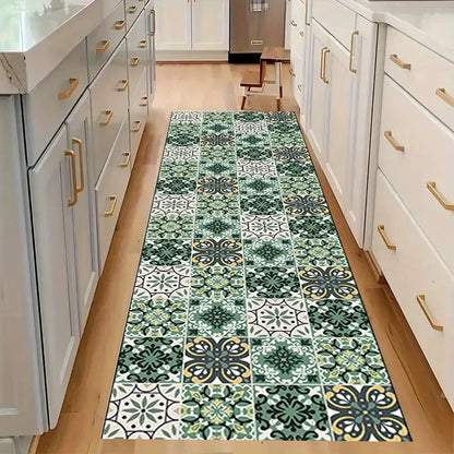 Tapete para Cozinha Absorvente Ladrilhos Verde