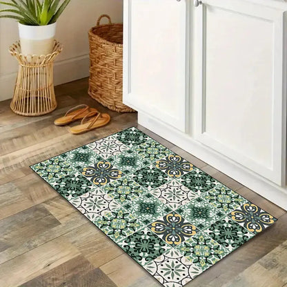 Tapete para Cozinha Absorvente Ladrilhos Verde