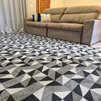 Tapete Antiderrapante Mosaico Geométrico Jacquard - Casa Stony