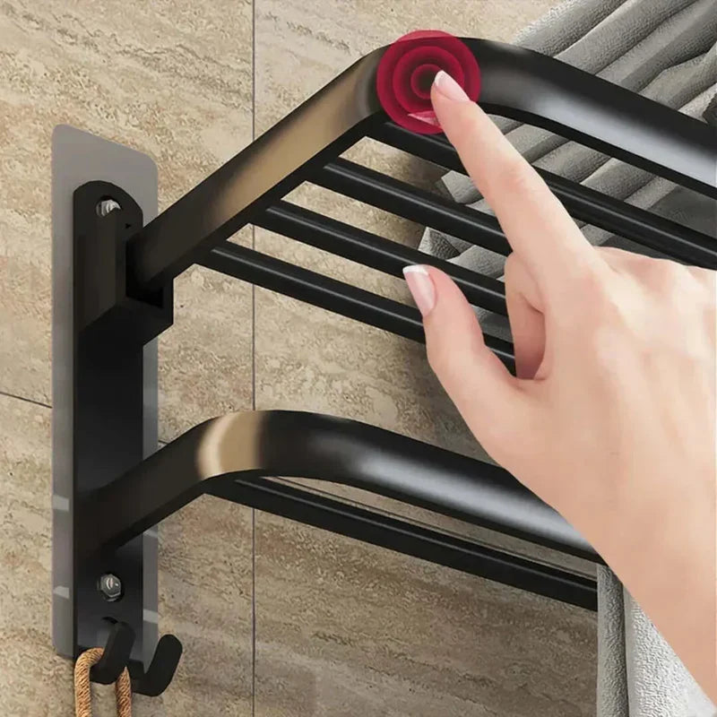 Porta Toalha Banheiro em Alumínio Preto 50cm - Casa Stony