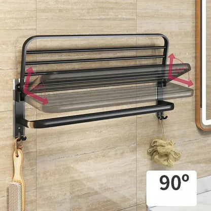 Porta Toalha Banheiro em Alumínio Preto 50cm - Casa Stony