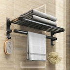 Porta Toalha Banheiro em Alumínio Preto 50cm - Casa Stony