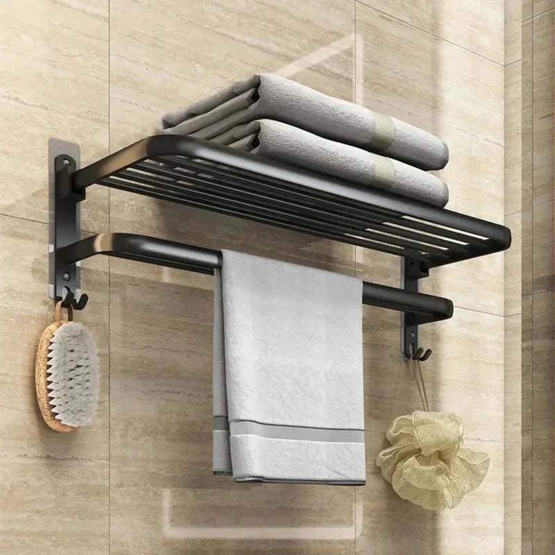 Porta Toalha Banheiro em Alumínio Preto 50cm - Casa Stony