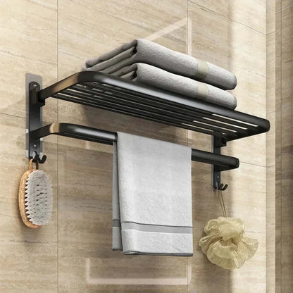 Porta Toalha Banheiro em Alumínio Preto 50cm - Casa Stony