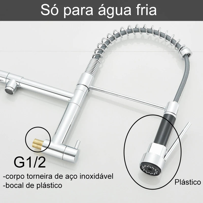 Torneira De Parede Para Cozinha Gourmet Monocomando Água Fria