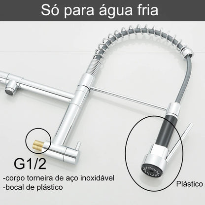 Torneira De Parede Para Cozinha Gourmet Monocomando Água Fria