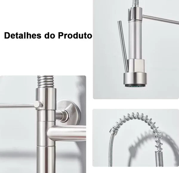 Torneira De Parede Para Cozinha Gourmet com Misturador