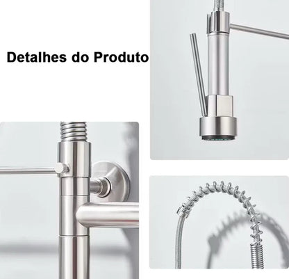 Torneira De Parede Para Cozinha Gourmet com Misturador