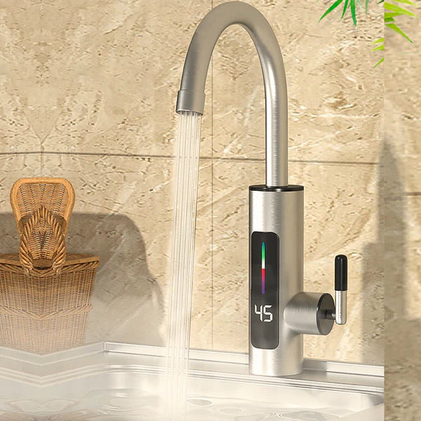 Torneira Elétrica Para Cozinha Banheiro Com Visor de Temperatura Aço Inoxidável